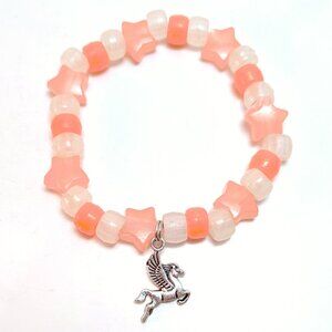 Handmade Vintage 90s Pastel Pegasus Star Bracelet Kawaii Preppy Glow in the Dark